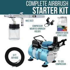 3 Tip 0.3 0.5 0.8mm Siphon Feed Dual-Action Airbrush Pro Set Kit Air Compressor