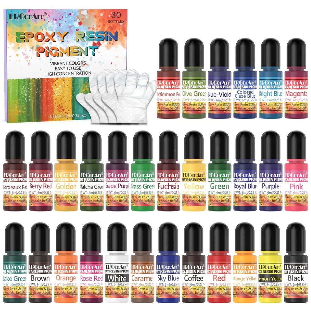 Epoxy Resin Pigment – 30 Colors Transparent UV Resina Dye, Highly Concentrate…