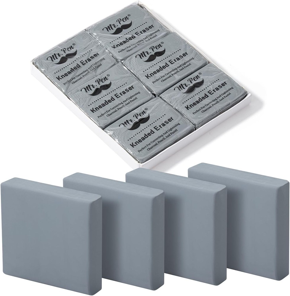 Mr. Pen- Kneaded Eraser, 6 Pack, Grey, Kneaded Erasers for Artists, Art Eraser,