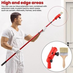Multi-Angle Paint Brush Extender with Brush, 1.54 inches, Red+wood