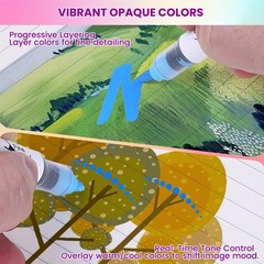 CHARSOCO Grey Tones Acrylic Paint Pens, 12 Colors Markers Set with Soft Brush…