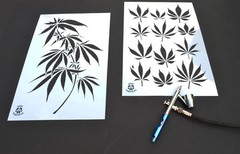 2PK Painting Stencils Camouflage Airbrush Craft cannabis Marijuana Pot leaf CAMO