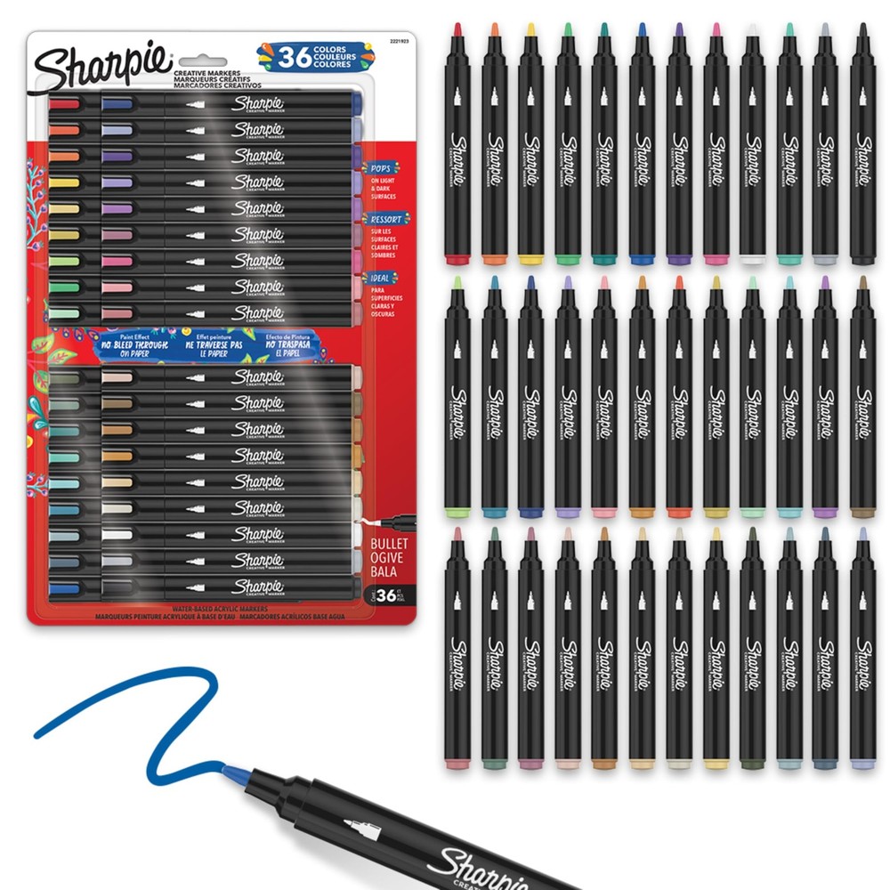 Creative Markers Variety Pack, Water-Based Acrylic Paint Markers, Bullet Tip,…