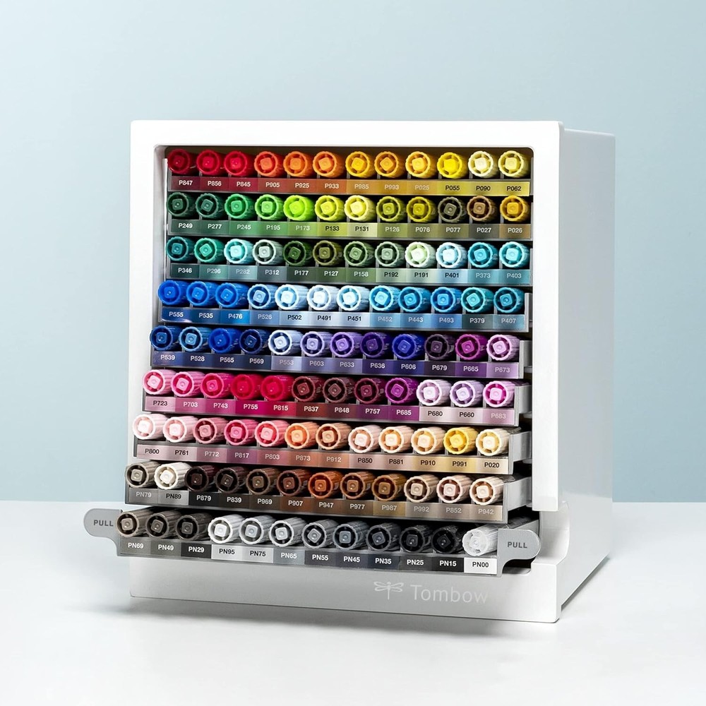 TOMBOW ABT Dual Brush Pens : 108 Assorted Colours Desktop Organizer ABT-108CORGA