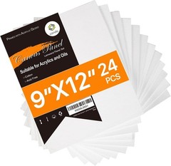 Versatile 24-Pack 9×12 Canvas Boards for Acrylic, Oil & Watercolor Painting
