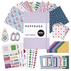PAPERAGE Junk Journal & Scrapbook Kit, Hardcover Blank Journal Notebook, 20 P…