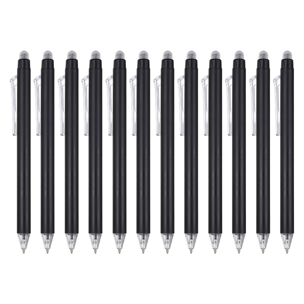 12Pcs 0.5mm Fine Point Retractable Erasable Gel Pens, Black