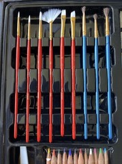 Daler-Rowney Simply Acrylic Paint Set pencil brushes with case Artist kit