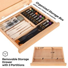 Tabletop Easel with Storage Drawer & Palette, Adjustable Portable Beech Wood …