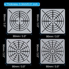 4 8 12 16 Segment Mandala Stencil, 4 Pack 3.5″ Mandala Stencils Template, White