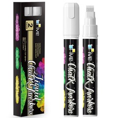 White Liquid Chalk Markers 2 Pack Jumbo Chalk Pens with 10mm 3 in 1 Nib Wide…