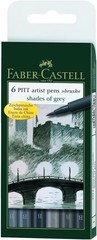 Pitt Artist Pen Brush Set – 6 Waterproof Fine Point Grey Tones for Artistry
