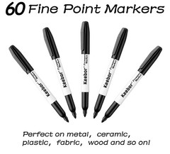 Keebor Permanent Markers Bulk, 60 Pack Black 1 Count (Pack of 60),