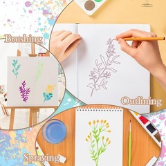 24Pcs Flower Stencils for Painting, Leaf Stencils for Flower Leaf Crafts, Pla…