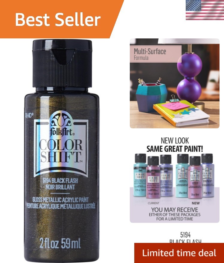 Color Shift Acrylic Paint in Assorted Colors 2 ounce, Black Flash