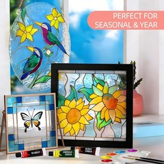 Acrylic Glass Paint Set with 6 Brushes, 1 Palette, 12 Colors Stain Glass Pain…