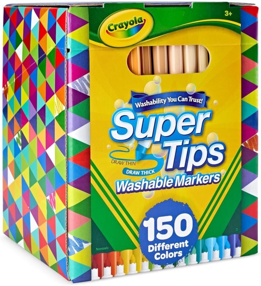 Crayola Super Tips Marker Set (150ct), 150 Count (Pack of 1), Multicolor …