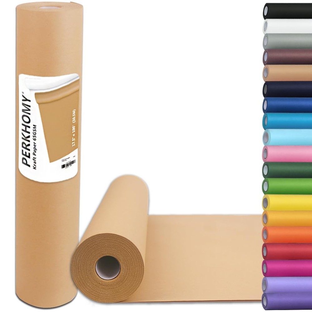 PerkHomy Brown Kraft Paper Roll 17.5″ x 1,200″ (100′) for x 100′,