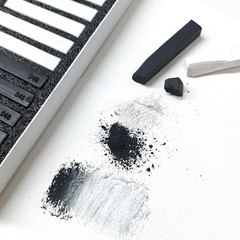 12 PCS Soft Pastels 6 White And 6 Black Square Chalk Drawing Blending Shading
