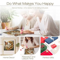 Cross Diamond,Art Painting Kits for Adults Beginner, Sunflower 5D DIY Round Full
