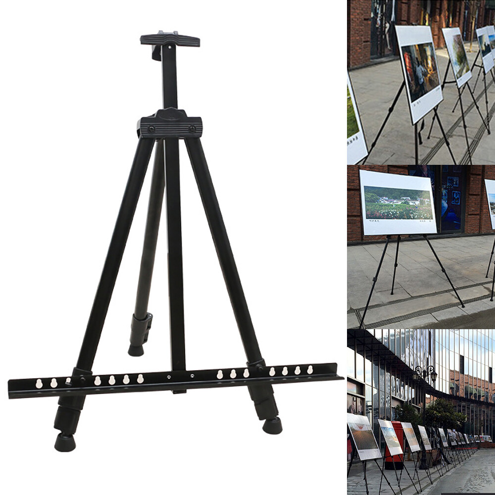 66″ Black Foldable Metal Easel Stand Adjustable Tripod for Art Wedding Display