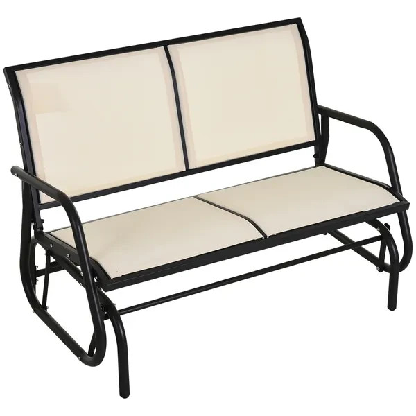 2-Person Glider Bench, Outdoor Swing Chair Loveseat, with Comfortable Fabric, Sm