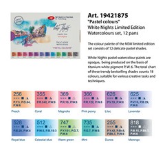12 Watercolor White Nights® Paint Set PASTEL COLORS Full Pan Palette RUSSIA