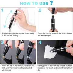 Metallic Liquid Chrome Mirror Marker Pen Waterproof Paint Pens Craftwork DIY
