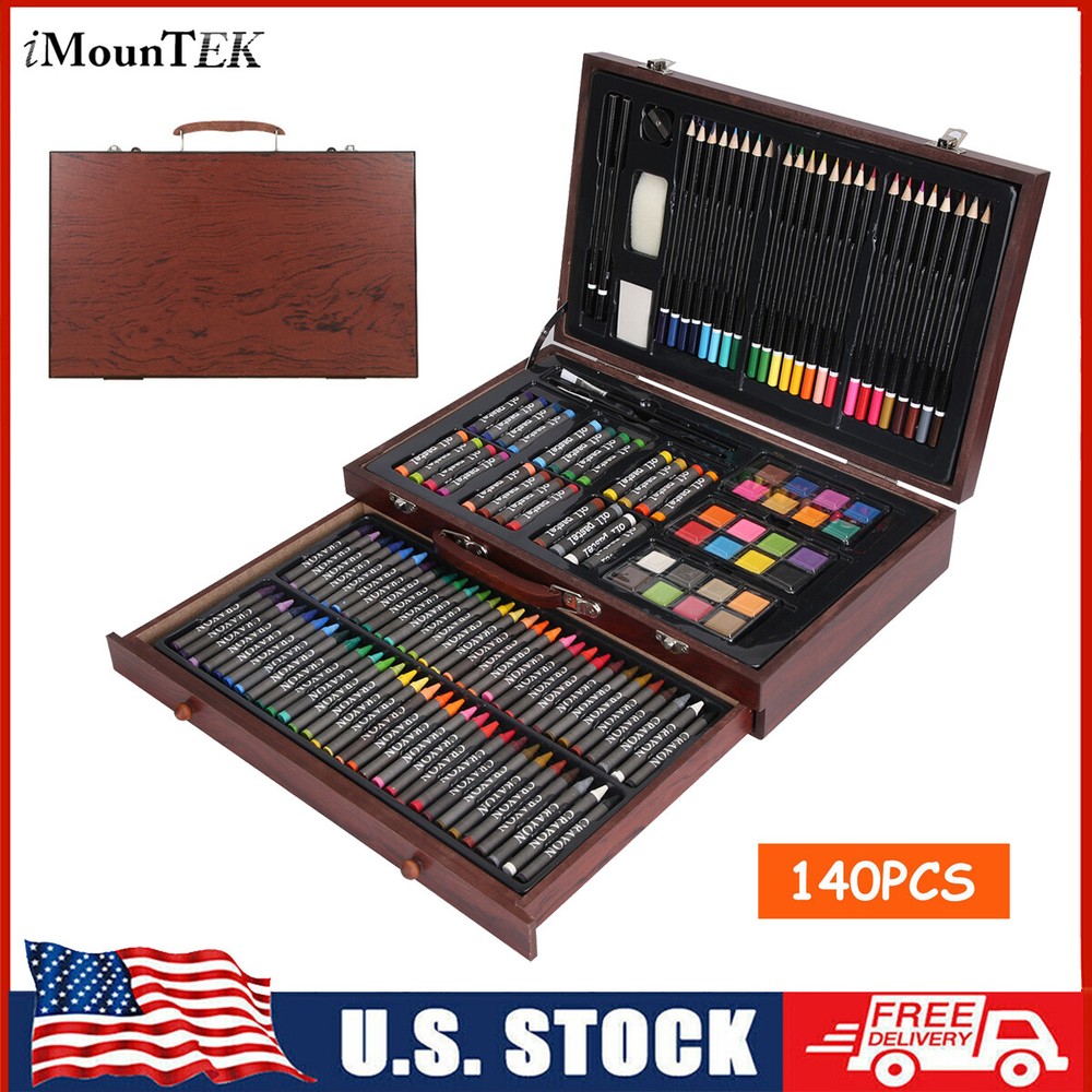 140 Piece Art Set Drawing Painting Colored Pencils Crayons Professional Art Kit