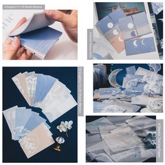 Doraking 63PCS Moon Embellishment Scrapbook Paper Packs for Journaling Large