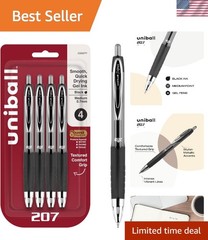 Professional Quality Retractable Black Gel Pens – Fade & Water Resistant, 4 Pack
