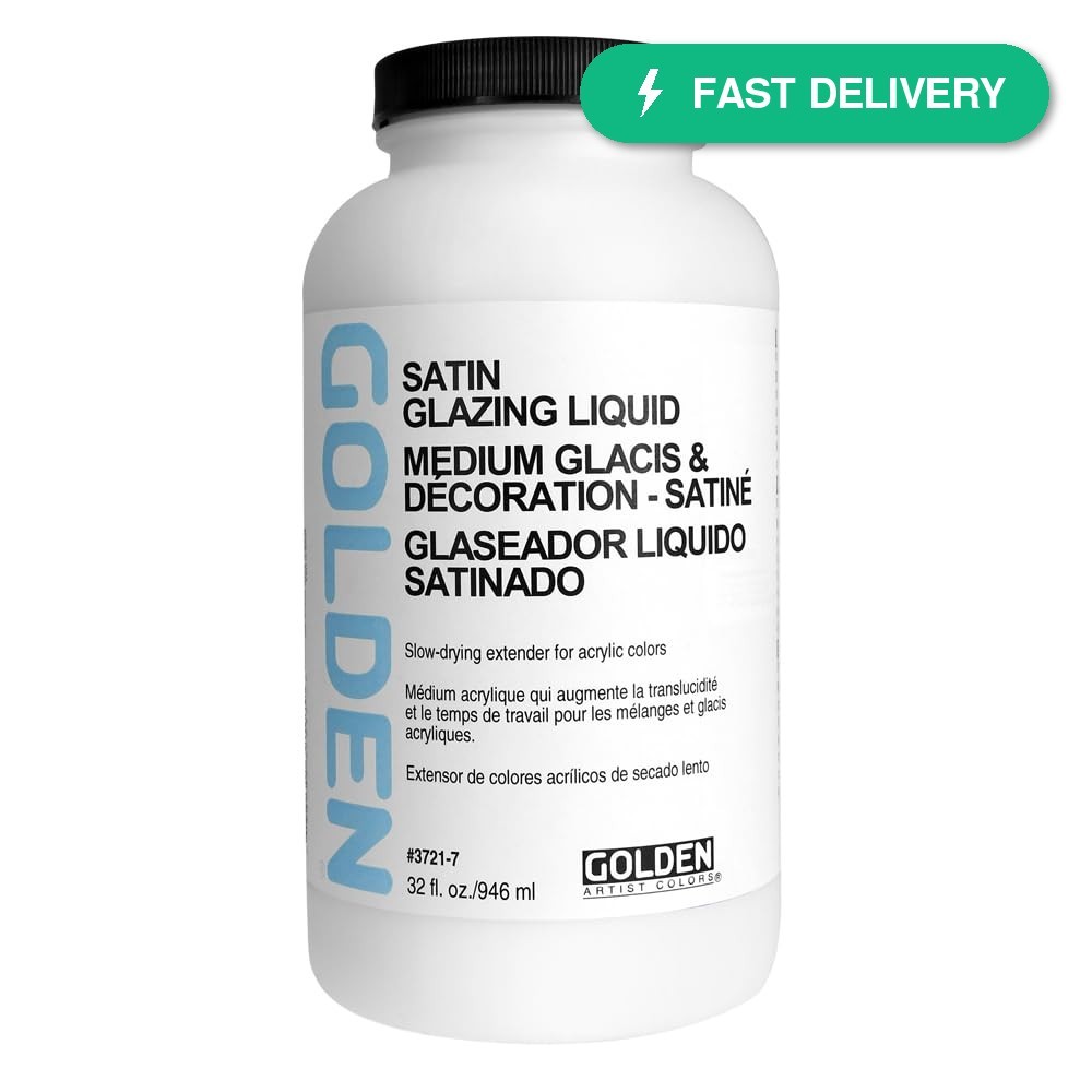 GOLDEN Glazing Liquid Satin Acrylic Medium – 32 Oz – for Fine Art & Decorative