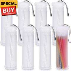 8 Pcs Extendable Plastic Brush Case Clear Paint Brush Tube Holder Storage Paintb