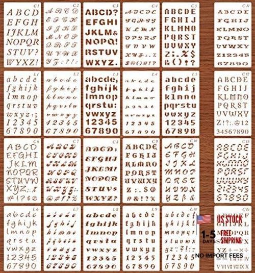 24 Pack Drawing Painting Stencils Template A5 Size 4 X 7 Inches Stencil Set1