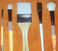 Lot of 5 NEW Artist Brushes watercolor acrylic flat mop dagger short Royal LOOK