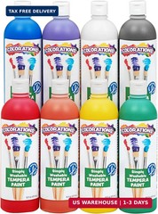 Colorations Paraben-Free Simply Washable Tempera Paint, Rainbow Plus 8 Pack, Mat