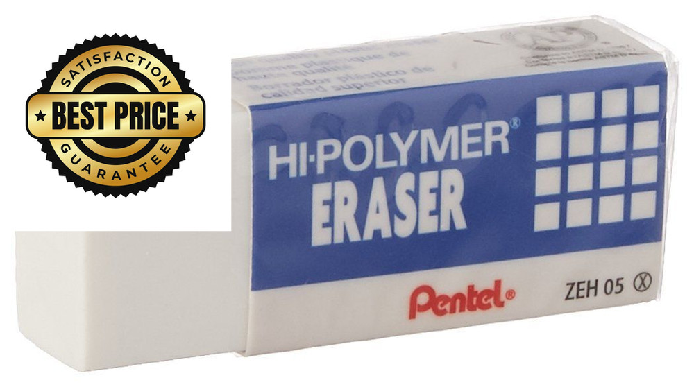 Pentel Lead Pencil Eraser – Non-Abrasive, Latex-Free – 0.5″ x Small, White