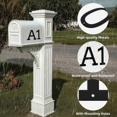 5″ Metal House Numbers for Outside and Mailbox, Weatherproof Black Address Si…