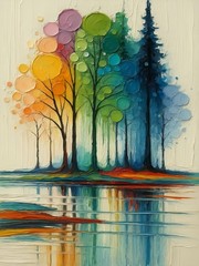 Paint by Numbers Kit for Adults Beginner,Rainbow Trees Adult Paint by Number