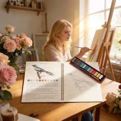 LAOBUSEI Watercolor Workbook, Large 10.3×8.3” Beginner Friendly NEW-Birds