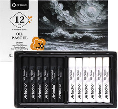 Oil Pastels Set of 12 PCS, 6 White and 6 Black | Crayons for Art