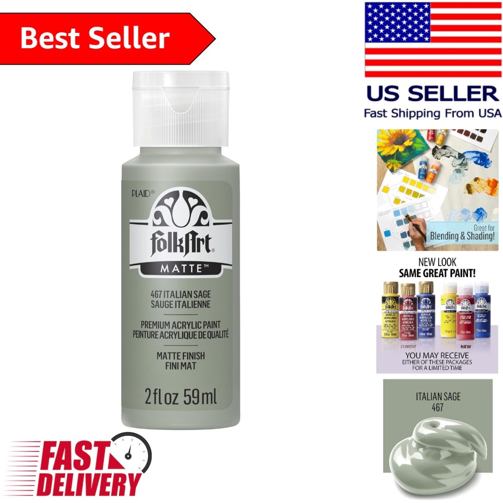 American Made Acrylic Paint 2 Oz, Italian Sage – Ideal for Artists and Crafters