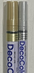 MARVY DECOCOLOR PAINT PENS-1 GOLD BROAD 300S 1-SILVER EXTRA FINE 120S (DENTED)