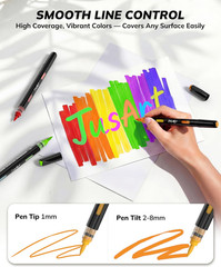 Acrylic Brush Markers, 96 Colors Brush Tip Acrylic Marker Set, 48 Dual-Tip Water