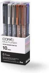 Multiliner Set, 10-Pen Complete Color Set – 0.1Mm, Water-Based Pigment