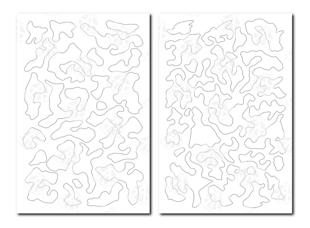 2pk ADHESIVE Camouflage Airbrush Paint Duracoat Gun RC Stencils SMALL MULTICAM