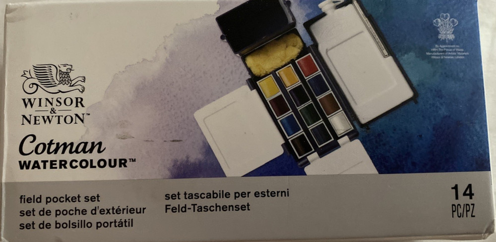 New Winsor & Newton Cotman Watercolor Paint Set Field Pocket Set 14 piece set BY