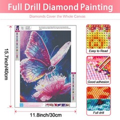 Butterfly Flower Diamond Art Kits for Adults,5D Diamond Painting Kits for Beginn