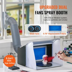 Airbrush Spray Booth Portable Paint Booth Kit w/ LED Lights Dual Fans