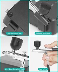 50 PSI Airbrush Kit with Air Compressor, High Pressure Portable Air Brush Gun…